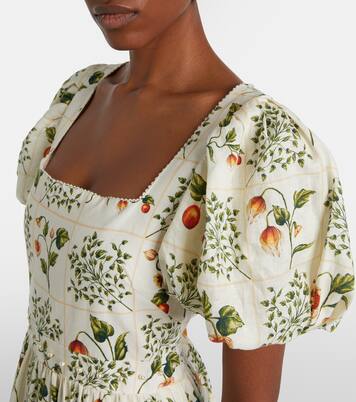 Embellished printed linen midi dress | Agua by Agua Bendita