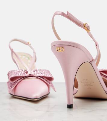 Pumps slingback Bowow 85 in raso con cristalli | Valentino Garavani
