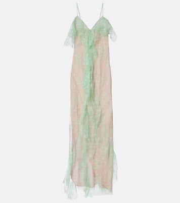 Ruffled sheer lace gown | Blumarine