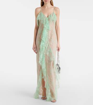Ruffled sheer lace gown | Blumarine