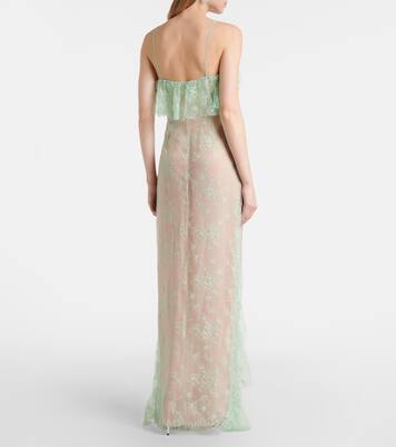 Ruffled sheer lace gown | Blumarine