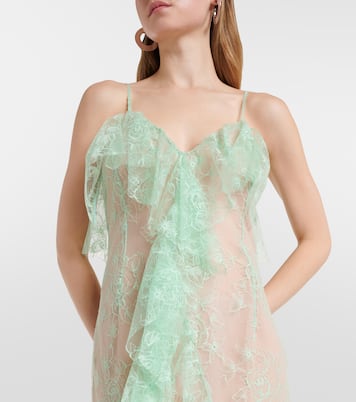 Ruffled sheer lace gown | Blumarine