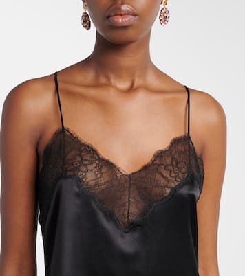 Abito sottoveste in raso di seta e cotone con pizzo | Dolce&Gabbana