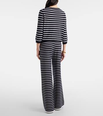 بنطلون بأرجل واسعة من الكشمير بخطوط | Jardin des Orangers