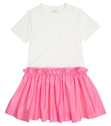 Kleid aus Jersey und Taft | Fendi Kids