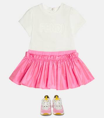 Kleid aus Jersey und Taft | Fendi Kids