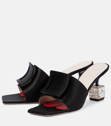 Verzierte Pantoletten Cube Strass aus Satin | Roger Vivier