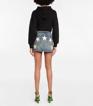 Mini-jupe imprimée en jean | Palm Angels