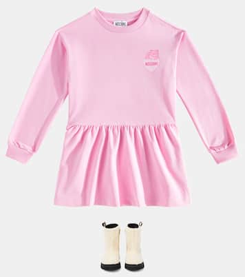 Abito in misto cotone con logo | Moschino Kids