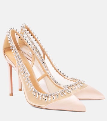 Pumps Crystal Crush 105 in raso e mesh | Aquazzura