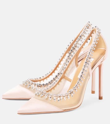Pumps Crystal Crush 105 in raso e mesh | Aquazzura