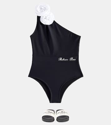 Maillot de bain asymétrique à fleurs | Balmain Kids