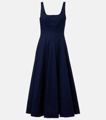 Abito midi Wells in cotone a pieghe | Staud
