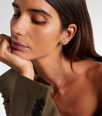One Of A Kind 18kt gold earrings with emerald and diamonds | Suzanne Kalan