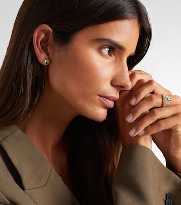 One Of A Kind 18kt gold earrings with emerald and diamonds | Suzanne Kalan