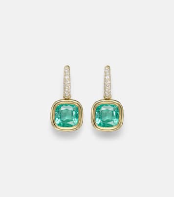 18kt gold huggie earrings with emeralds and diamonds | Octavia Elizabeth