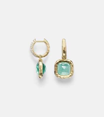 18kt gold huggie earrings with emeralds and diamonds | Octavia Elizabeth