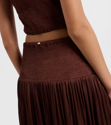 Carla pleated satin maxi skirt | Poupette St Barth