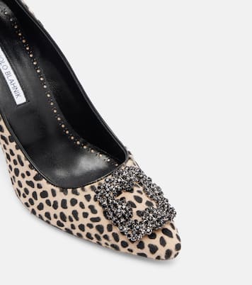 Hangisi 90 레오파드 프린트 카프 헤어 펌프스 | Manolo Blahnik