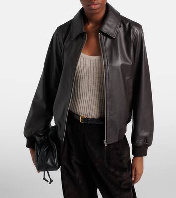 Hooded leather blouson jacket | Yves Salomon