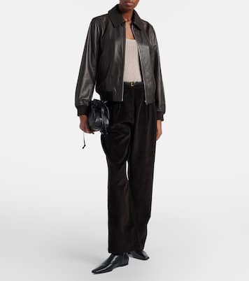 Hooded leather blouson jacket | Yves Salomon