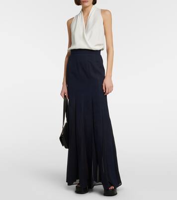 Nicia linen-blend and silk maxi skirt | Max Mara