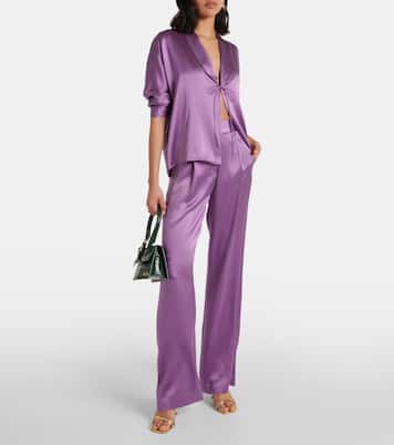 Weite High-Rise-Hose aus Seidensatin | The Sei