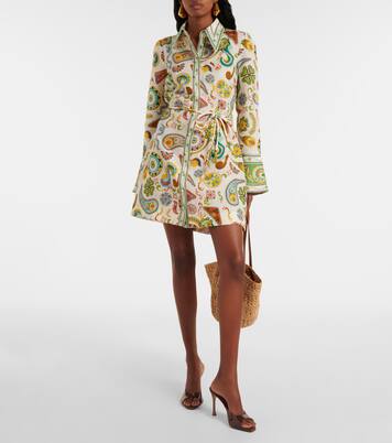 Arcade paisley linen minidress | Alémais
