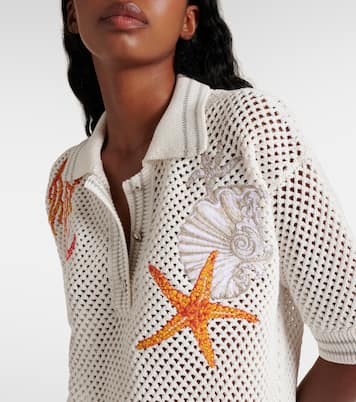 Polo oversize brodé en coton | Versace