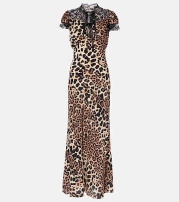 Abito midi in seta con stampa leopardata | Rodarte