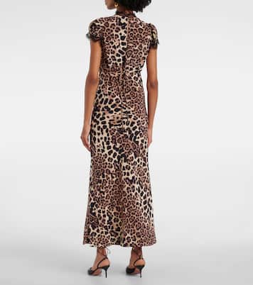 Abito midi in seta con stampa leopardata | Rodarte