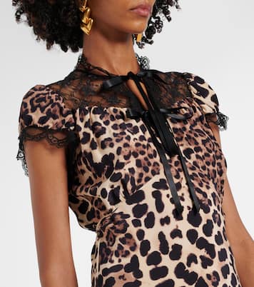 Abito midi in seta con stampa leopardata | Rodarte