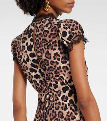 Abito midi in seta con stampa leopardata | Rodarte