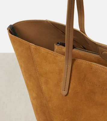 Borsa Duo Large in suede | Brunello Cucinelli