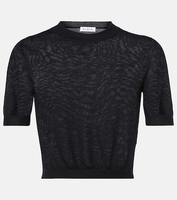 T-shirt cropped in maglia di cashmere | Alaïa
