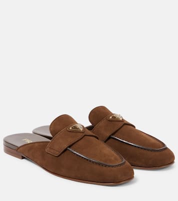 Mules in suede con logo | Prada