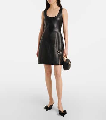 Abito corto Safety Pin in pelle | Versace
