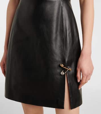 Abito corto Safety Pin in pelle | Versace