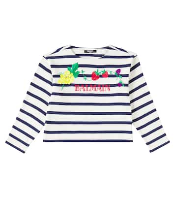 T-shirt in jersey di cotone a righe | Balmain Kids
