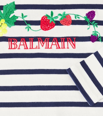 T-shirt in jersey di cotone a righe | Balmain Kids
