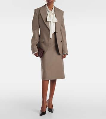 Jupe crayon en laine à carreaux | Stella McCartney