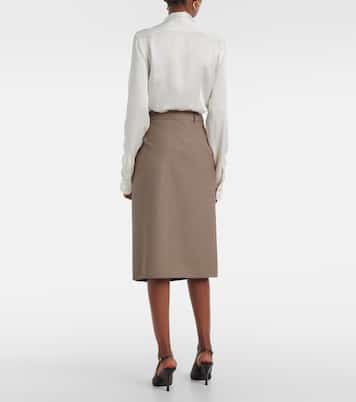 Jupe crayon en laine à carreaux | Stella McCartney