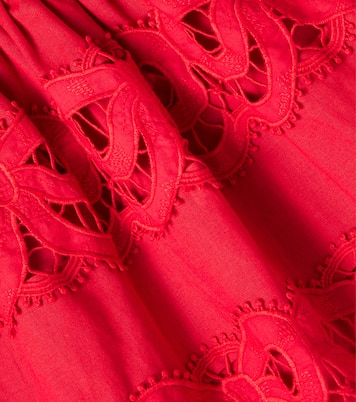 Bow-detail broderie anglaise linen dress | Self-Portrait Kids