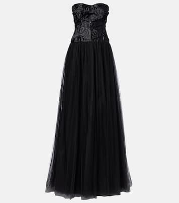 Tulle bustier gown | Costarellos