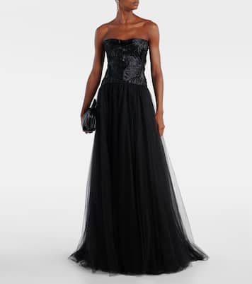 Tulle bustier gown | Costarellos