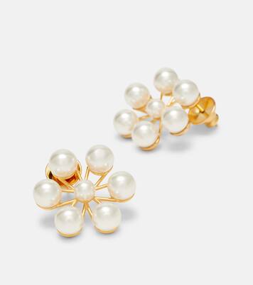 Pendientes de perlas sintéticas florales | Oscar de la Renta