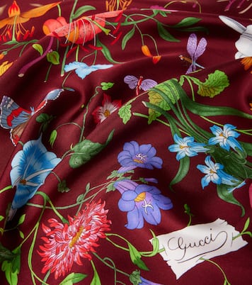 Foulard in twill di seta con stampa | Gucci