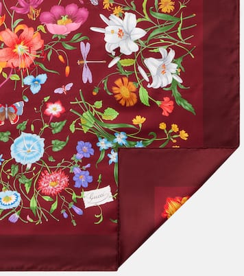 Foulard in twill di seta con stampa | Gucci