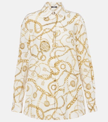 Camisa de seda estampada con logo  | Balmain