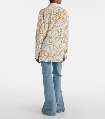 Camisa de seda estampada con logo  | Balmain